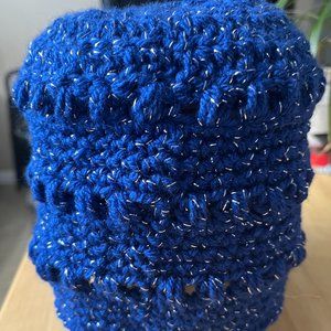 Blue & silver sparkly beanie hat